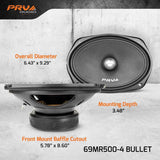 4 X PRV Audio 69MR500-4 BULLET 6" x 9" Midrange Speaker 4 Ohm PRV 500 Watt New