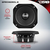 DS18 6PRO360NSL-8 6.5" Slim Professional Midrange Speaker With Neodymium Magnet