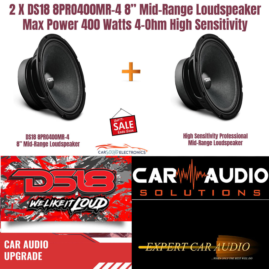 2 x DS18 8PRO400MR-4 8” Mid-Range Loudspeaker Max Power 400 Watts 4-Ohm High Sensitivity
