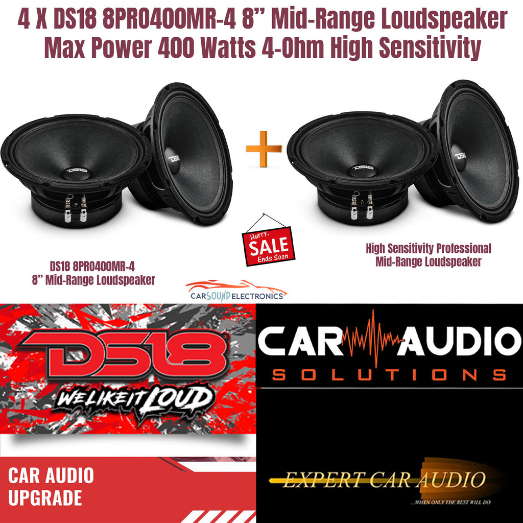 4 x DS18 8PRO400MR-4 8” Mid-Range Loudspeaker Max Power 400 Watts 4-Ohm High Sensitivity
