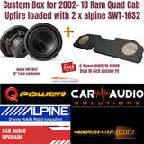 Custom Box for 2002- 18 Ram Quad Cab Upfire loaded with 2 x alpine SWT-10S2