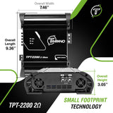 Timpano Audio TPT-2200 2 Ohm 2200 Watts Car Audio Amplifier Fullrange  1 Channel Compact 12 volts Monoblock Fullrange Class D Car Amp