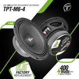 Timpano Audio TPT-M6-4 Midrange 6.5" Shallow Car Speaker 400 Watts Max Peak Power ( PAIR ) 4 Ohm OEM Replacement