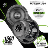 Timpano Audio TPT-T1500-12 D4 12" Car Audio Subwoofer 1600 Watts Dual 4 Ohm Daily Banger