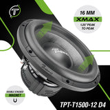 Timpano Audio TPT-T1500-12 D4 12" Car Audio Subwoofer 1600 Watts Dual 4 Ohm Daily Banger