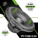 Timpano Audio TPT-T1500-15 D4 15" Car Audio Subwoofer 1600 Watts Dual 4 Ohm Daily Banger