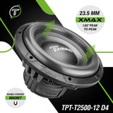 Timpano Audio TPT-T2500-12 D4 12" Car Audio Subwoofer 2500 Watts Dual 4 Ohm High Performance