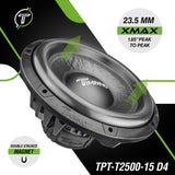 Timpano Audio TPT-T2500-15 D4 15" Car Audio Subwoofer 2500 Watts Dual 4 Ohm High Performance