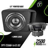 Timpano Audio TPT-T2500-1x12 D2 12" Car Audio Subwoofer Box 2500 Watts 1 Ohm TPT-T2500-112 Loaded Ported Enclosure