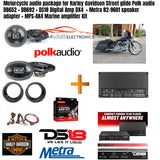 Motorcycle audio package for Harley Davidson Bike Polk audio speaker ds18 amp install parts.