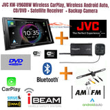 JVC KW-V960BW Wireless CarPlay, Wireless Android Auto, CD/DVD + Satellite Receiver  SXV300V1 + Backup Camera TE-2MPIR