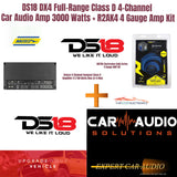 DS18 DX4 Full-Range Class D 4-Channel Car Audio Amp 3000 Watts + 4 Gauge Amp Kit
