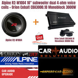 Alpine R2-W10D4 10" subwoofer dual 4-ohm voice  coils + Orion Cobalt CBA3000.1D Monoblock 3000W