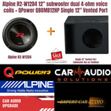 Alpine R2-W12D4 12" subwoofer dual 4-ohm + Q Power QBOMB12HP Single 12" Vented