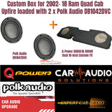 Custom Box for 2002- 18 Ram Quad Cab Upfire loaded with 2 x Polk Audio DB1042DVC