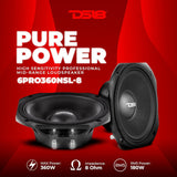 4 X DS18 6PRO360NSL-8 6.5" Slim Professional Midrange Speaker With Neodymium Magnet