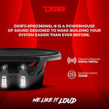 4 X DS18 6PRO360NSL-8 6.5" Slim Professional Midrange Speaker With Neodymium Magnet